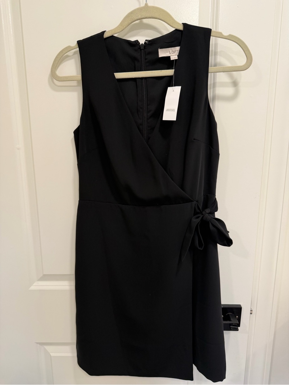 LOFT Black Sleeveless Wrap Dress with Side Tie